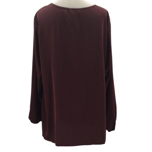 BLOOMCHIC 18-20 2X Plus Brown Round Neck Pleated Lantern Sleeve Blouse NWT B60 - Picture 4 of 8